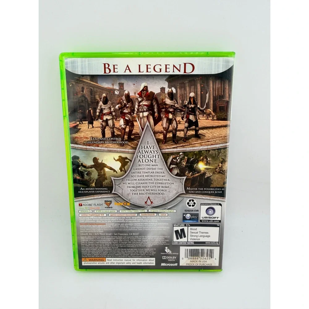 Assassins Creed Brotherhood Microsoft Xbox 360 Game 2010 CIB‎ NTSC 526254-DVD